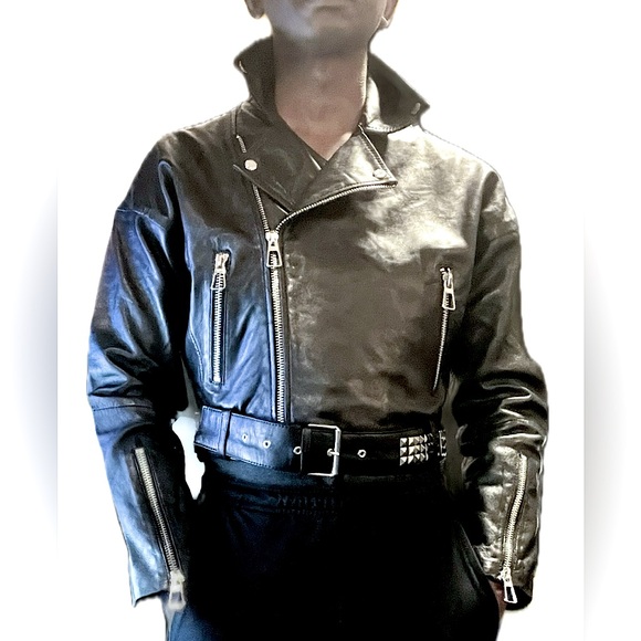 DKNY 100% Sheep Leather Motorcycles Jacket - Picture 2 of 7